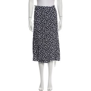 Reformation Skirt Midi Length Size 8 Daisy Floral Navy Blue Boho Flowy Wrap